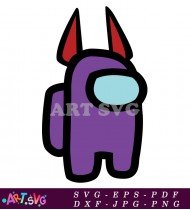 Purple Among Us Character with Devil Horns SVG