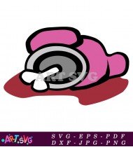 Pink Among Us Character Dead on Ground SVG