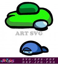 Green Among Us Character Driving UFO SVG