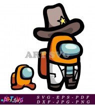 Orange Among Us Character Wearing Cowboy Hat SVG