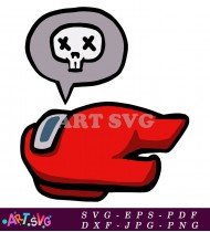 Red Among Us Character With Skull Icon SVG