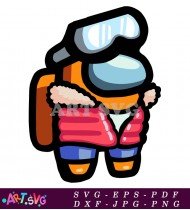 Orange Among Us Character With Winter Gear SVG