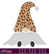 Festive Gnome Hat Leopard Pattern Winter Holiday SVG