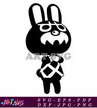 Animal Crossing Black And White Character Dog SVG