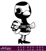 Animal Crossing Black And White Ostrich SVG