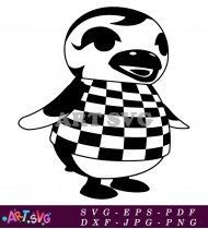 Animal Crossing Penguin Wearing Checkered Shirt SVG