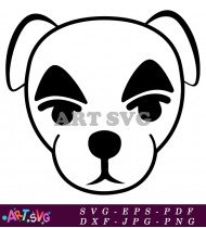 Adorable Dog Face Black and White Image SVG