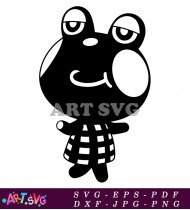 Black and White Animal Crossing Frog Vector SVG