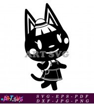 Animal Crossing Cat Character Design Black SVG 3