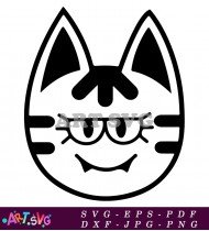 Animal Crossing Cat Character Design Striped SVG