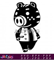 Animal Crossing Pig Character Design Black SVG