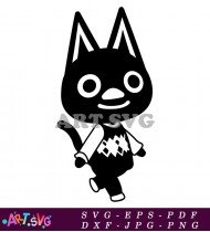 Animal Crossing Cat Character Design Black SVG 5