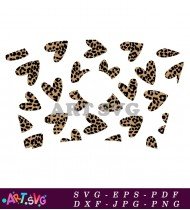 Heart Shaped Leopard Print Pattern Background SVG