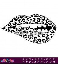 Leopard Print Lips With Open Mouth Vector SVG