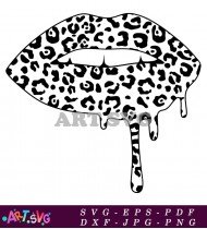 Lips Open With Leopard Print Pattern Vector SVG