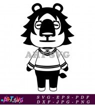 Black and White Lion Illustration in Animal SVG