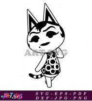 Kawaii Animal Crossing Cat Character Design Black SVG 1