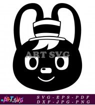 Cute Animal Crossing Rabbit Character Design Black SVG