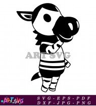 Adorable Animal Crossing Zebra Character Design Black SVG