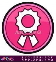 Pink Ribbon with Circle and White Star SVG