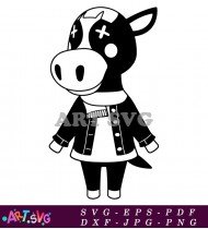 Animal Crossing Cow with Black Leather Jacket SVG