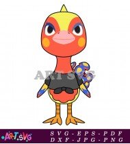 Animal Crossing Bird with Yellow and Red Feathers SVG