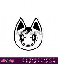 Cute Cat Face with Round Black Circle SVG