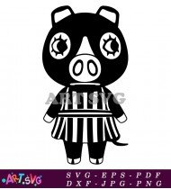 Animal Crossing Pig Wearing Striped Dress SVG