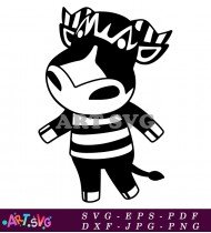 Black And White Cow Animal Crossing Character SVG 1