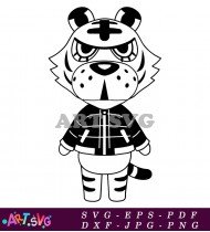 Black And White Tiger Animal Crossing Character SVG 1