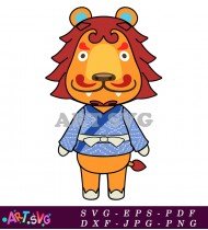 Black And White Lion Animal Crossing Character SVG