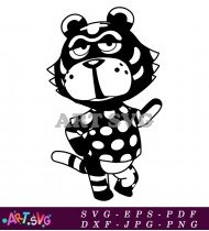 Black And White Tiger Animal Crossing Character SVG 2