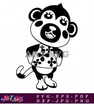 Black And White Monkey Animal Crossing Character SVG