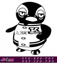 Simple Black And White Animal Wearing Baseball Suit SVG