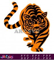 Cartoon Tiger Animal Print Design Black Orange SVG