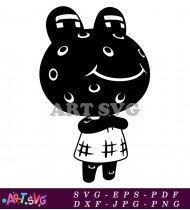 Frog Animal Crossing Character Black and White SVG