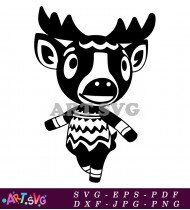 Black And White Reindeer With Horns Animal Crossing SVG