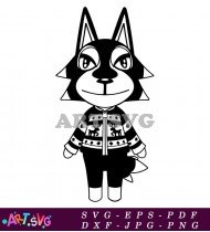 Black And White Animal Crossing Character With Hat SVG