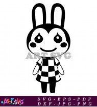 Black And White Bunny In Checkered Dress Animal Crossing SVG