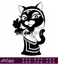 Cartoon Cat With Black And White Outfit SVG