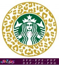 Green and Gold Starbucks Logo Leopard Print SVG