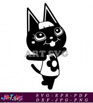 Black and White Cat Animal Crossing Character SVG 2