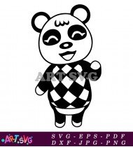 Black And White Animal Crossing Panda Design SVG