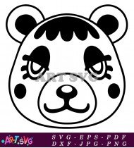 Black And White Animal Crossing Character Vector SVG 3