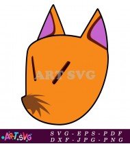 Cartoon Orange Cat With Pink Ears Image SVG