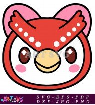 Red Bird Cartoon With White Spots SVG