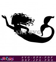 Classic Mermaid Silhouette With Long Wavy Hair SVG