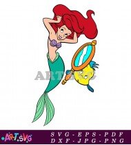 Ariel And Flounder Mermaid Cartoon SVG 1