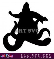 Black And White Mermaid Cartoon Silhouette Design SVG