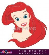 Cute Ariel Mermaid Illustration in Red Hair Style SVG